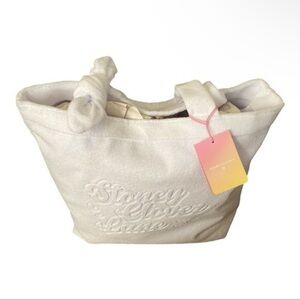 Stoney Clover Lane Target White‎ Terry Cloth Embossed Tote Beach Bag NEW/NWT